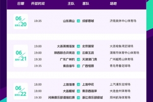 足協(xié)杯1/8決賽賽程：20日19:35泰山vs蓉城 22日18點(diǎn)上海德比