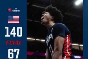 后年?duì)钤鬅崴雇锌怂故狼噘愞Z3雙7搶斷 美國(guó)狂勝73分+全隊(duì)31搶斷