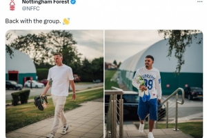 無視流言！諾丁漢森林官方發(fā)布吉布斯-懷特回歸訓(xùn)練照片