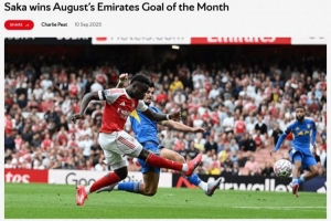 阿森納8月最佳進(jìn)球：薩卡對陣?yán)澛?lián)小角度抽射破門