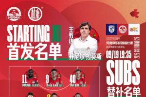 武漢三鎮(zhèn)VS河南俱樂部酒祖杜康  首發(fā)及替補隊員名單
