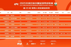 中甲23輪裁判安排：唐順齊擔任焦點戰(zhàn)重慶銅梁龍VS廣州豹VAR裁判