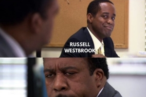 雙少重聚？美媒P圖：范喬丹受傷后KD神情低落 威少向他拋媚眼遭嫌