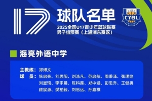 U17青少年籃球聯(lián)賽男子組預賽上海浦東賽區(qū)名單：夏振峰&張愷在列