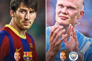 在瓜帥執(zhí)教下聯(lián)賽：梅西136場138球55助，哈蘭德104場94球17助