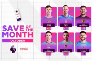 英超10月最佳撲救候選：迪恩-亨德森、維卡里奧、塞爾斯在列