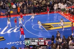 慢了！恩比德接到格萊姆斯傳球時(shí)只剩0.4秒 再出手已經(jīng)超時(shí)了