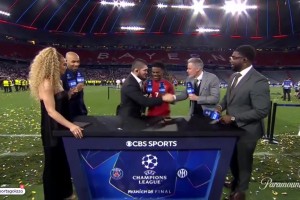 臥槽！奇馬耶夫現(xiàn)身歐冠主持臺，和甲亢哥一同出鏡