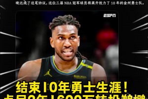 勇士的冠軍中鋒離隊！Shams：盧尼2年1600萬簽約鵜鶘