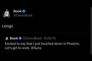 布克2年1.45億美元續(xù)約太陽(yáng)（折合人民幣約10.4億）