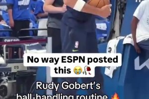 這是NBA球員？戈貝爾雙手控球訓(xùn)練，有種我上我也行的感覺