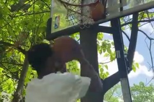 粉絲模仿歐文上籃，好像沒(méi)毛病